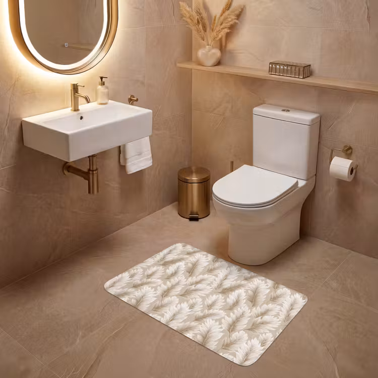 Botanisch - Patroon - Beige WCmat middel 1009 -sfeer3