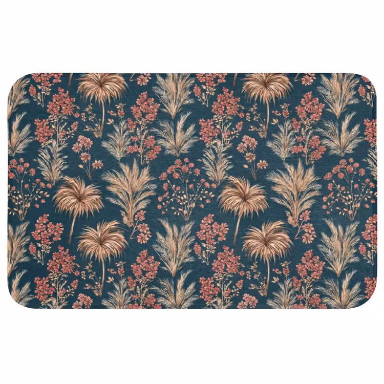 Botanisch - Patroon - Blauw WCmat middel 1009 -3d