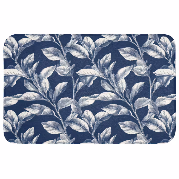 Botanisch - Patroon - Blauw WCmat middel 1009 -3d