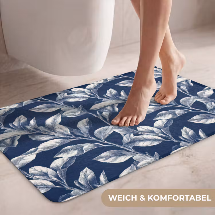 Botanisch - Patroon - Blauw WCmat middel 1009 -USP_ZachtDE