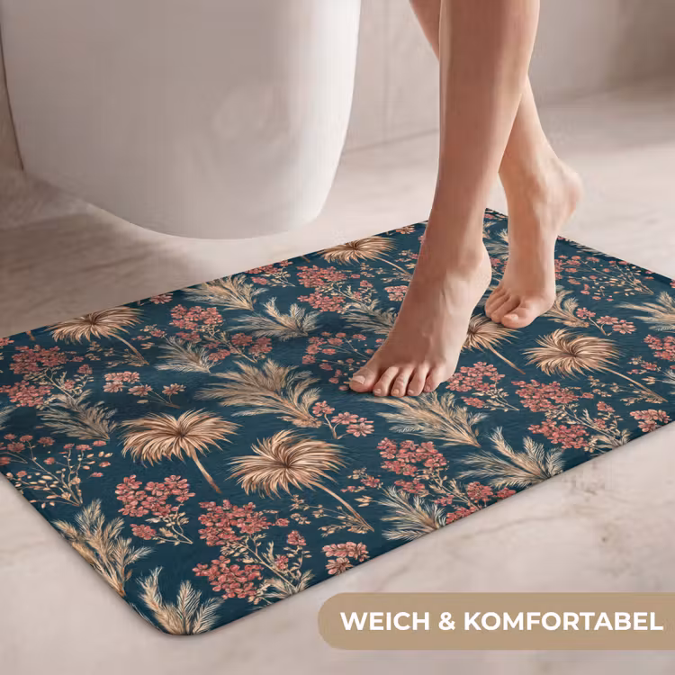 Botanisch - Patroon - Blauw WCmat middel 1009 -USP_ZachtDE
