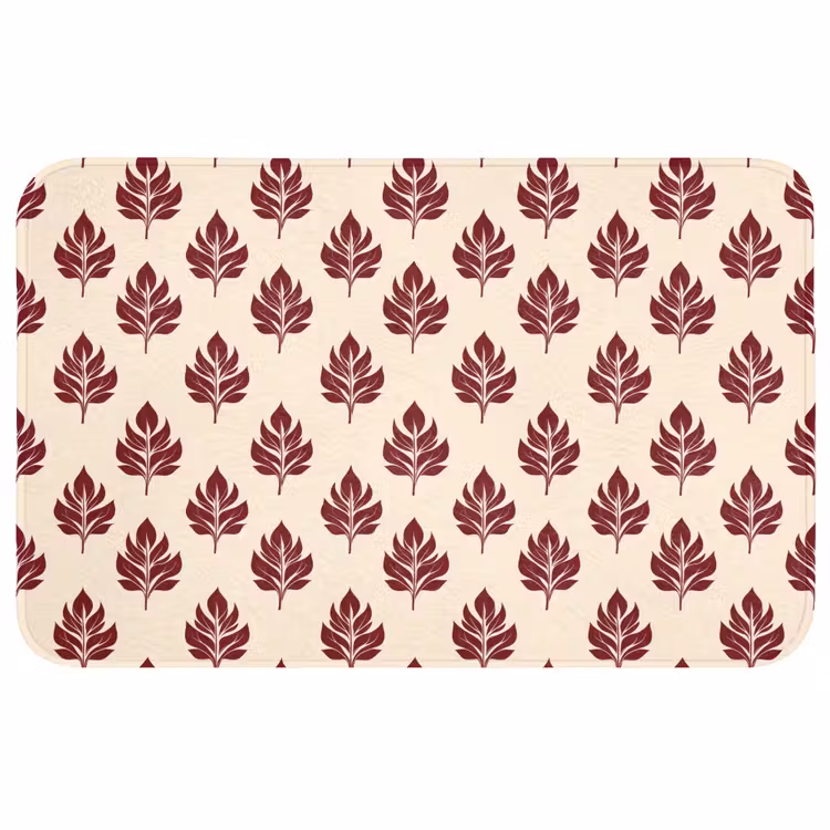 Botanisch - Patroon - Bordeaux WCmat middel 1009 -3d
