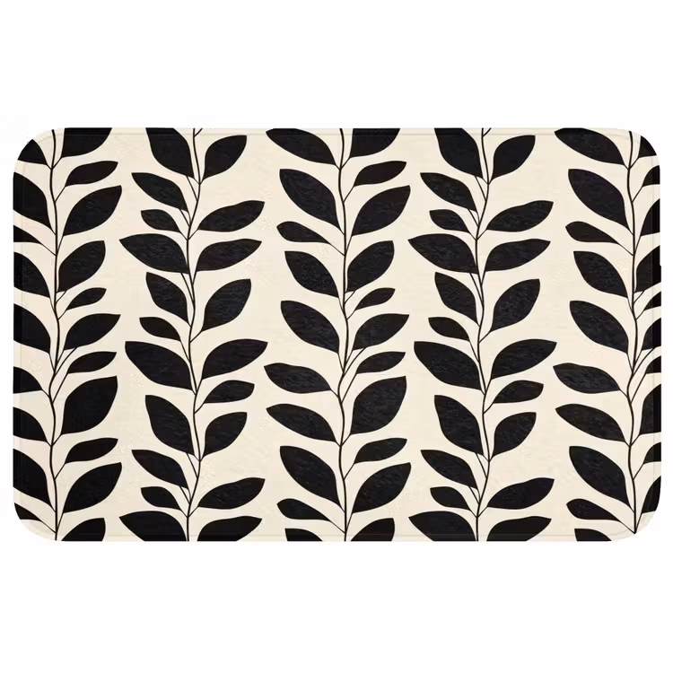 Botanisch - Dessin - Zwart - Beige WCmat middel 1009 -3d