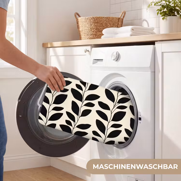 Botanisch - Dessin - Zwart - Beige WCmat middel 1009 -USP_WasbaarDE