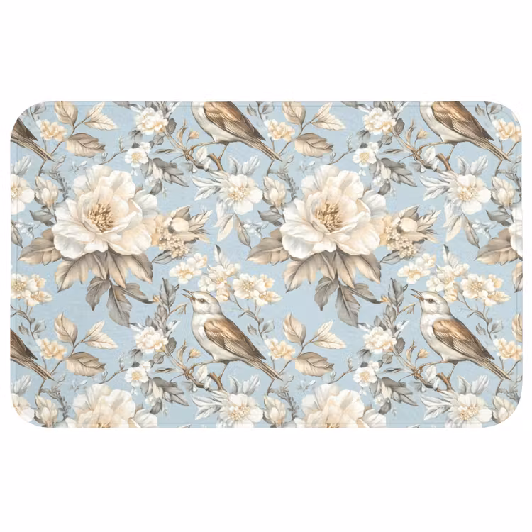 Botanisch - Zangvogel - Blauw WCmat middel 1009 -3d
