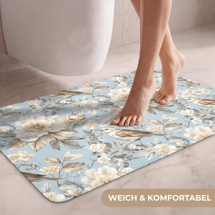 Botanisch - Zangvogel - Blauw WCmat middel 1009 -USP_ZachtDE