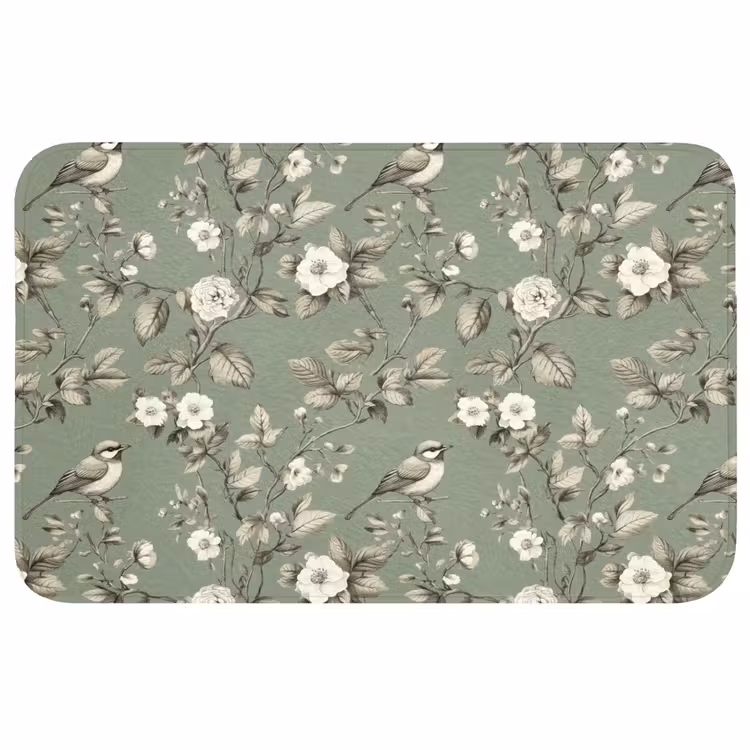 Botanisch - Vogels - Groen WCmat middel 1009 -3d
