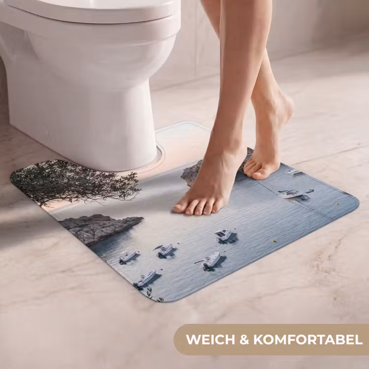 WC Vorleger - Bucht – Boote – Sonnenuntergang - Baai - boten - zonsondergang WCmat U-uitsnede middel
