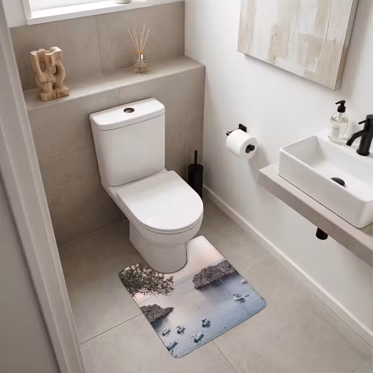 WC Vorleger - Bucht – Boote – Sonnenuntergang - Baai - boten - zonsondergang WCmat U-uitsnede middel