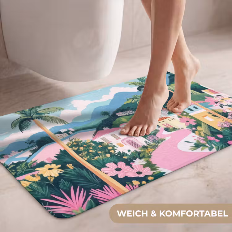 Kleurrijk - Huizen - Heuvels - Roze WCmat middel -USP_ZachtDE