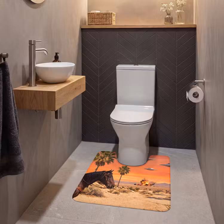 WC Vorleger - Cowboy – Pferd – Wüste - Cowboy - Paard - Woestijn WCmat U-uitsnede middel