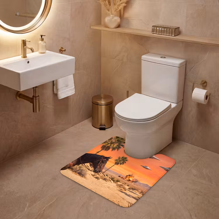 WC Vorleger - Cowboy – Pferd – Wüste - Cowboy - Paard - Woestijn WCmat U-uitsnede middel