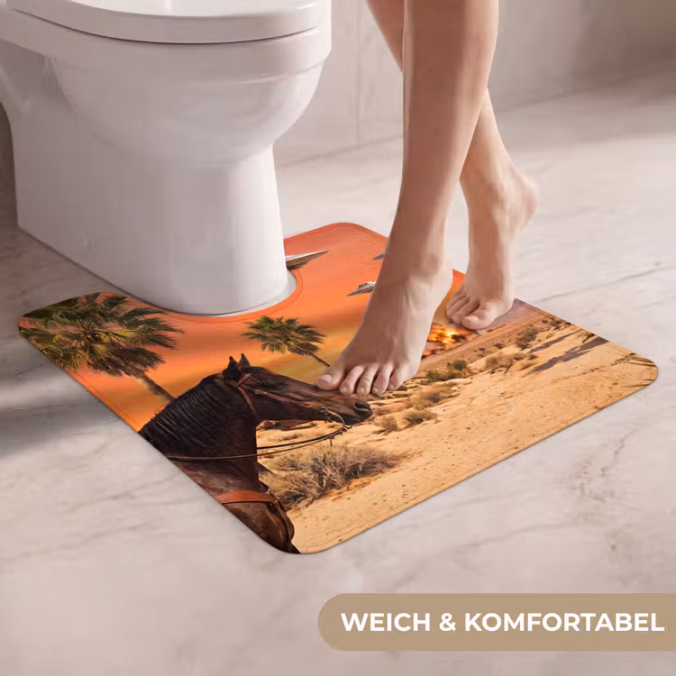 WC Vorleger - Cowboy – Pferd – Wüste - Cowboy - Paard - Woestijn WCmat U-uitsnede middel