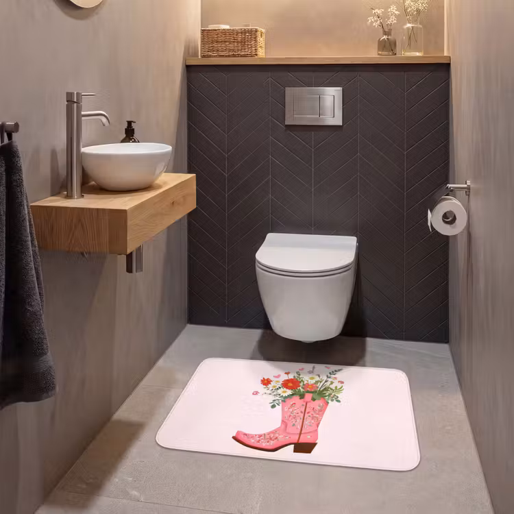 Cowboylaarzen - Roze - Boeket - Bloemen WCmat middel -sfeer2
