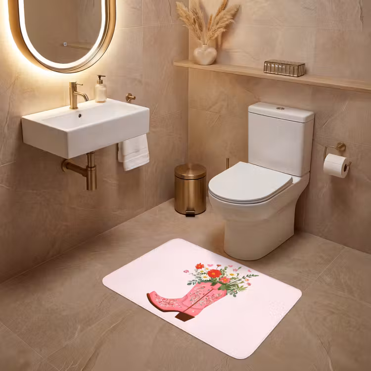 Cowboylaarzen - Roze - Boeket - Bloemen WCmat middel -sfeer3