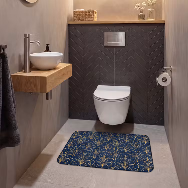 Deco - Waaier - Blauw WCmat middel 1009 -sfeer2