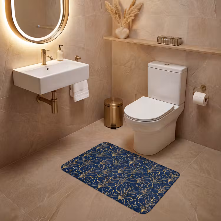 Deco - Waaier - Blauw WCmat middel 1009 -sfeer3