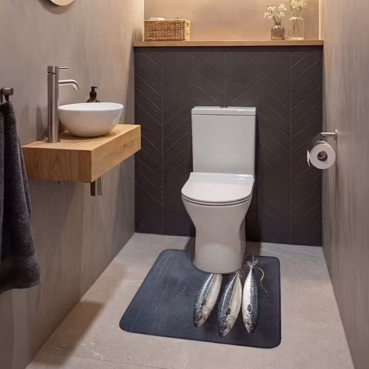 WC Vorleger - Drei Fische – Seil - Drie vissen - Touw WCmat U-uitsnede middel