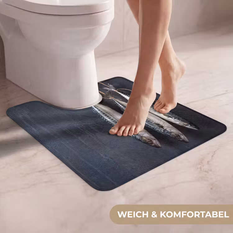 WC Vorleger - Drei Fische – Seil - Drie vissen - Touw WCmat U-uitsnede middel