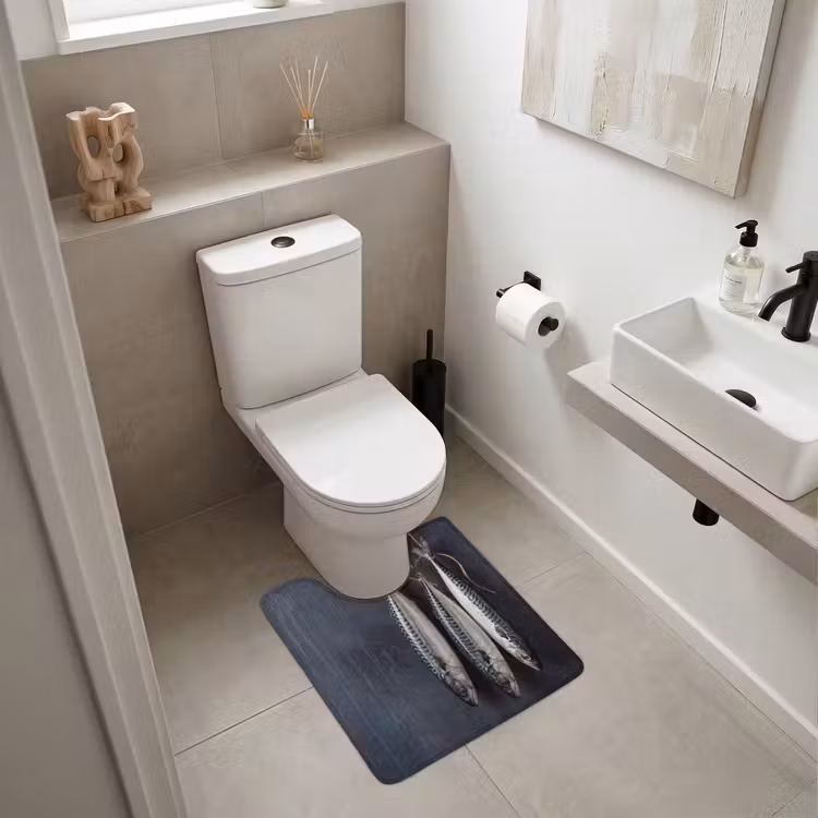 WC Vorleger - Drei Fische – Seil - Drie vissen - Touw WCmat U-uitsnede middel