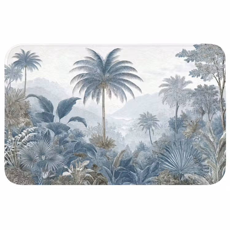 Jungle - Modern - Blauw - Groen WCmat middel -3d