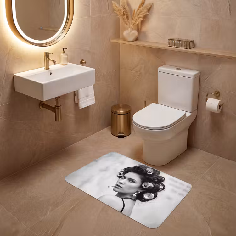 Edgy - Vrouw - Zwart - Wit WCmat middel -sfeer3