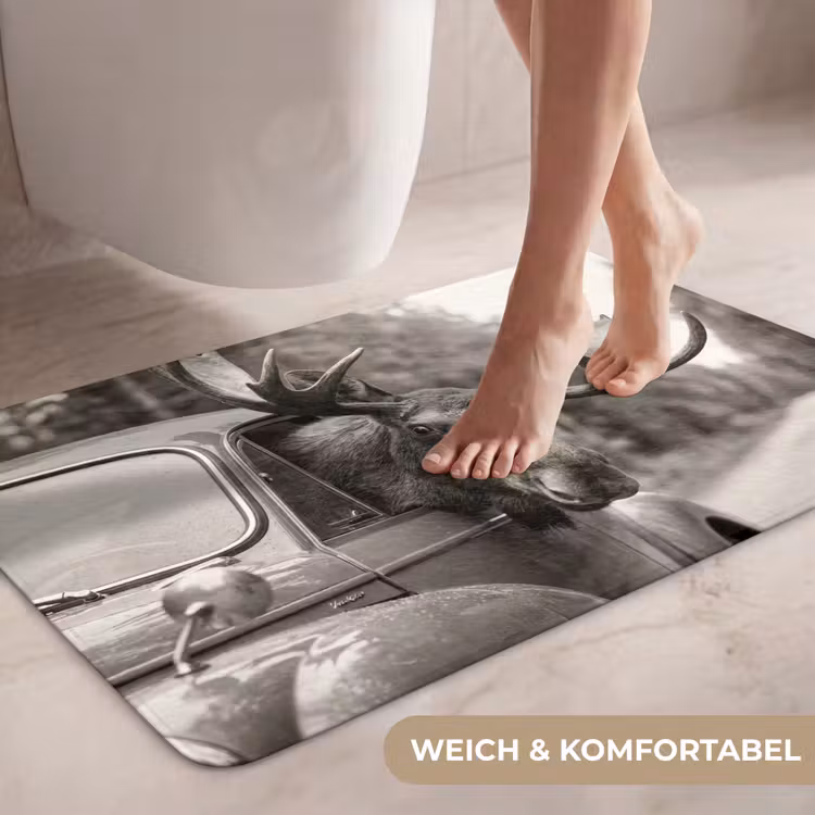Eland - Auto - Gewei - Zwart - Wit WCmat middel -USP_ZachtDE