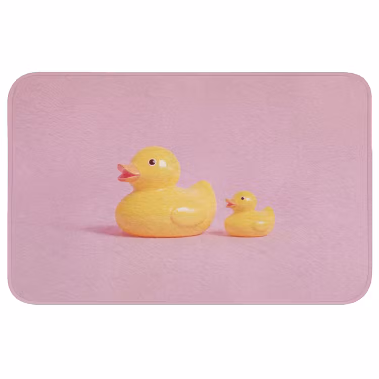 Eendjes - Vrolijk - Roze WCmat middel -3d