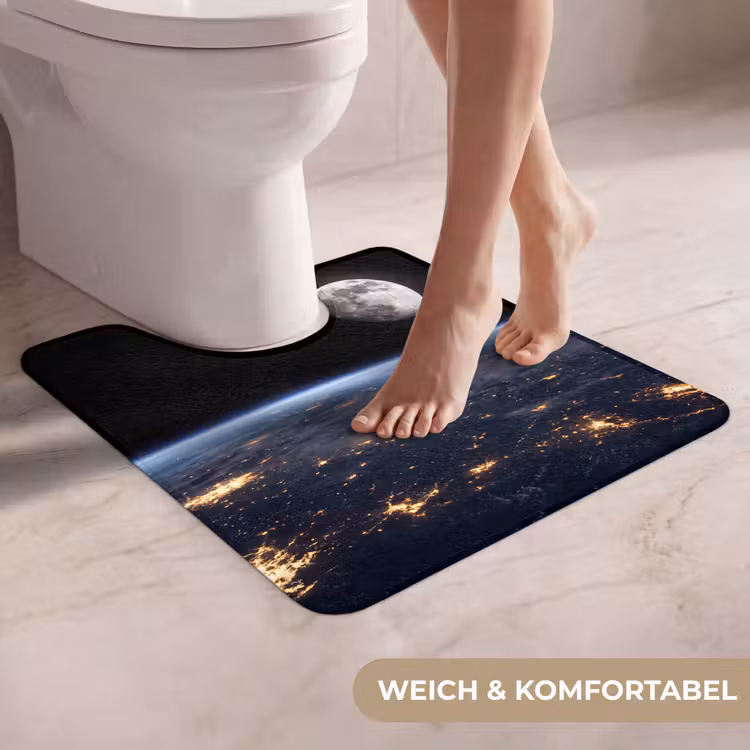 WC Vorleger - Erde – Nacht – Weltraum - Aarde - Nacht - Ruimte WCmat U-uitsnede middel