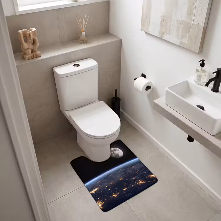 WC Vorleger - Erde – Nacht – Weltraum - Aarde - Nacht - Ruimte WCmat U-uitsnede middel