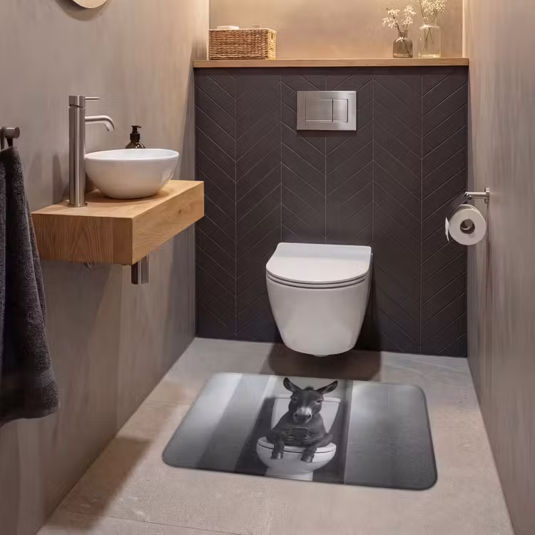 Ezel - Telefoon - Toilet - Zwart - Wit WCmat middel -sfeer2