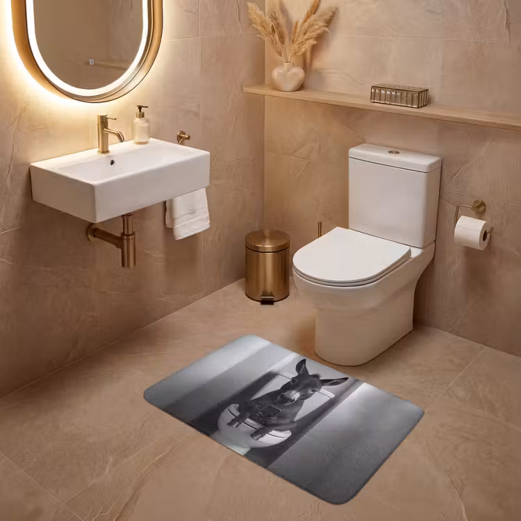 Ezel - Telefoon - Toilet - Zwart - Wit WCmat middel -sfeer3
