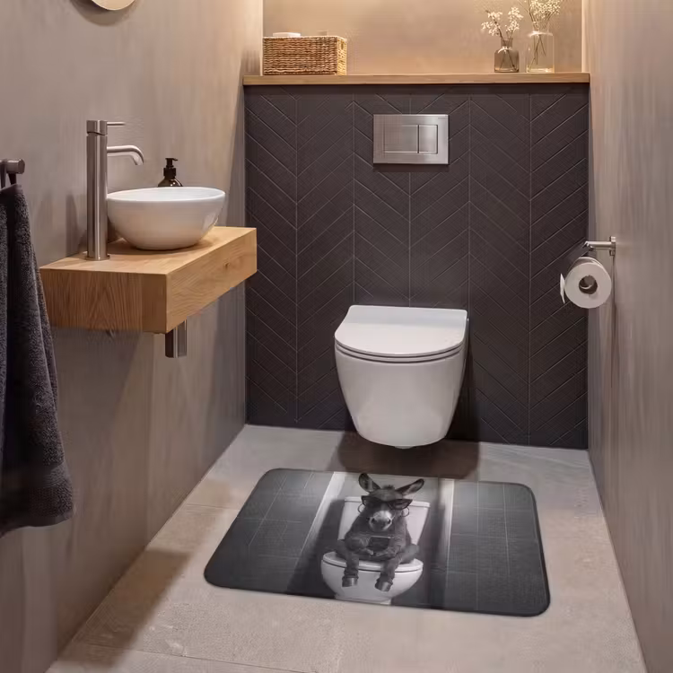 Ezel - Telefoon - Toilet - Zwart - Wit WCmat middel -sfeer2
