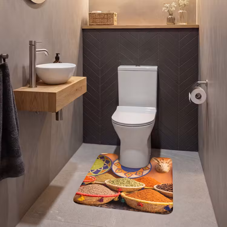 WC Vorleger - Essen – Farbenfroh – Kultur - Eten - Kleurrijk - Cultuur WCmat U-uitsnede middel