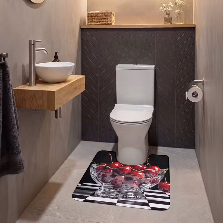 WC Vorleger - Essen – Kirschen – Rot - Eten - Kersen - Rood WCmat U-uitsnede middel