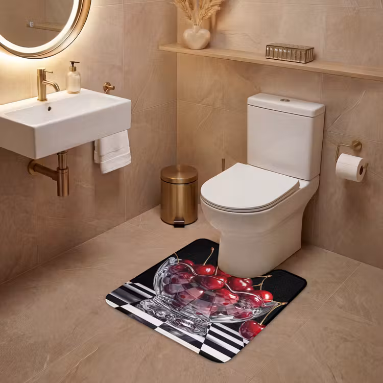 WC Vorleger - Essen – Kirschen – Rot - Eten - Kersen - Rood WCmat U-uitsnede middel