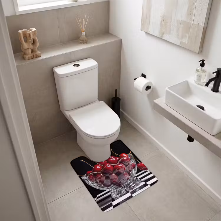 WC Vorleger - Essen – Kirschen – Rot - Eten - Kersen - Rood WCmat U-uitsnede middel