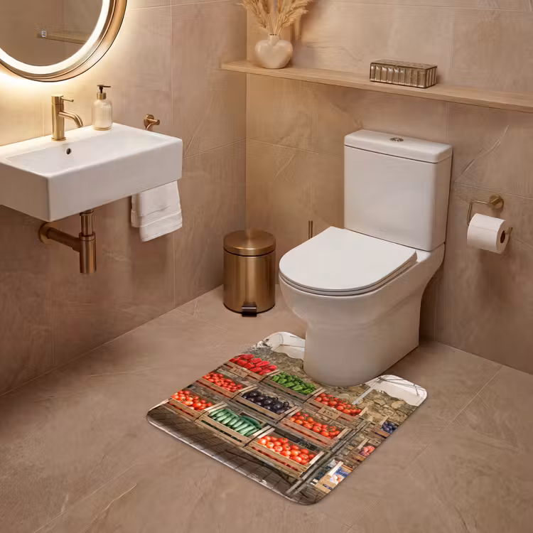 WC Vorleger - Essen – Markt – Frisch - Eten - Markt - Vers WCmat U-uitsnede middel