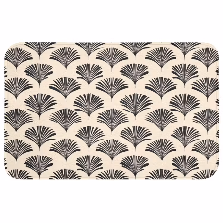 Waaiers - Botanisch - Zwart - Beige WCmat middel 1009 -3d
