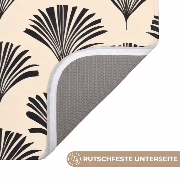 Waaiers - Botanisch - Zwart - Beige WCmat middel 1009 -USP_AntislipDE
