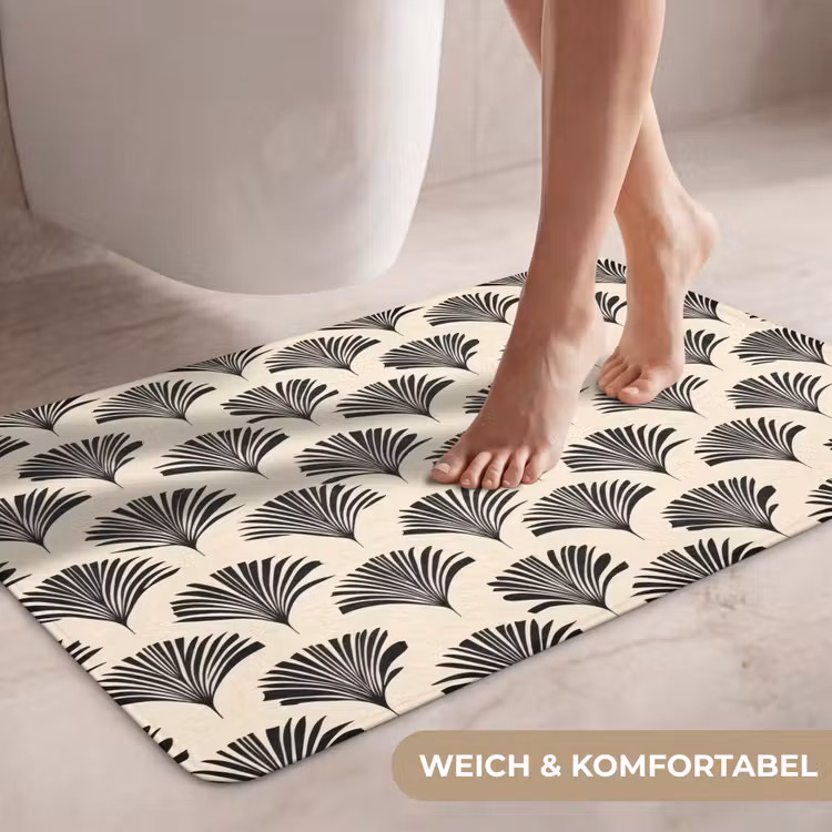 Waaiers - Botanisch - Zwart - Beige WCmat middel 1009 -USP_ZachtDE