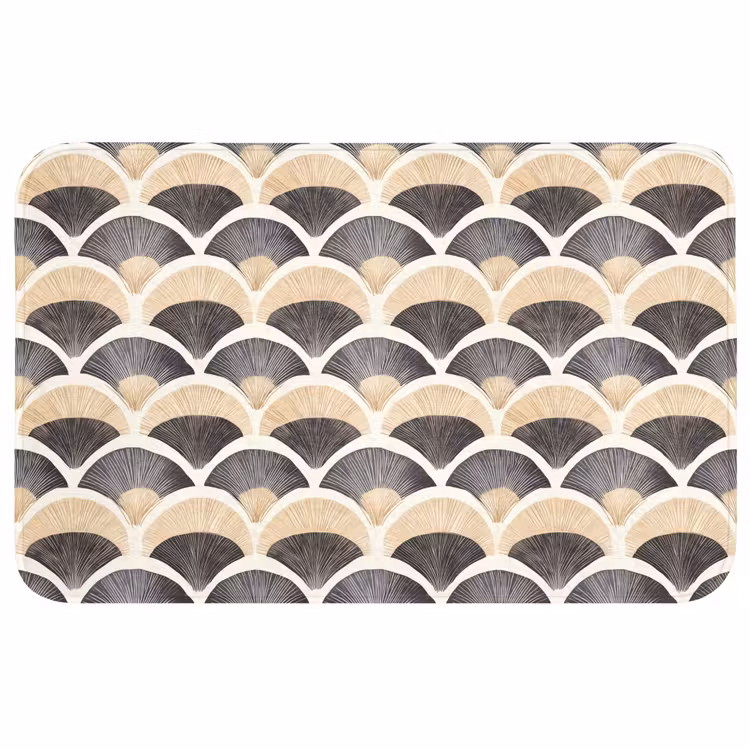 Waaier - Patroon - Zwart - Beige WCmat middel 1009 -3d