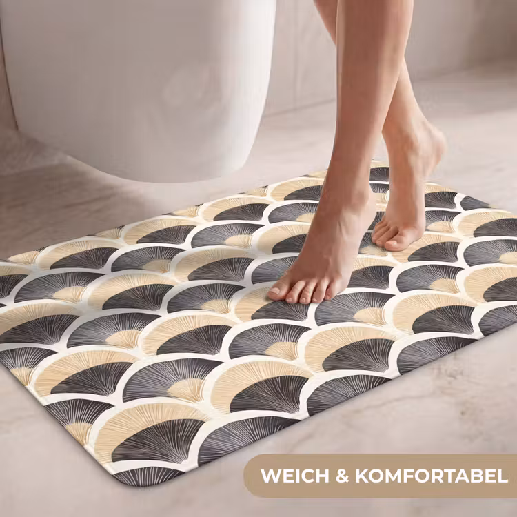 Waaier - Patroon - Zwart - Beige WCmat middel 1009 -USP_ZachtDE
