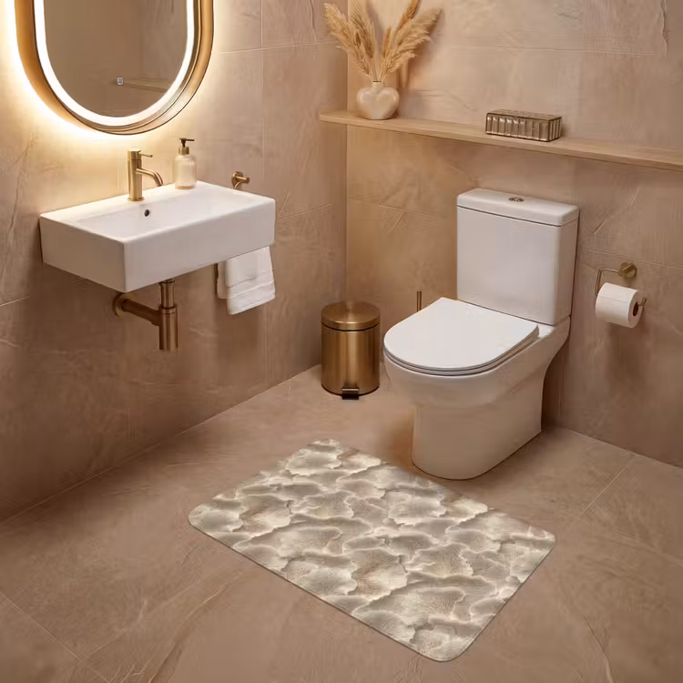 Waaierstructuren - Beige - Vezeltextuur WCmat middel 1009 -sfeer3