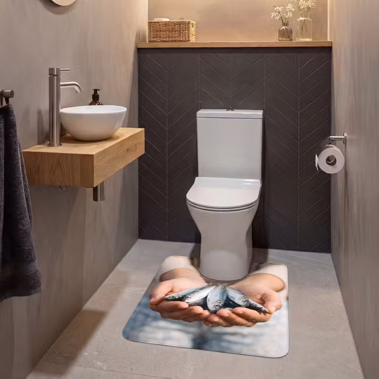 WC Vorleger - Fisch – Hände – Natur - Vis - Handen - Natuur WCmat U-uitsnede middel