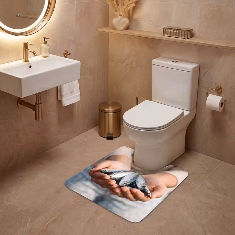 WC Vorleger - Fisch – Hände – Natur - Vis - Handen - Natuur WCmat U-uitsnede middel