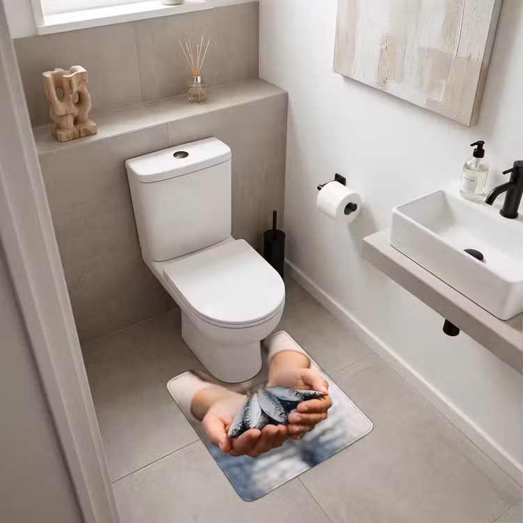 WC Vorleger - Fisch – Hände – Natur - Vis - Handen - Natuur WCmat U-uitsnede middel