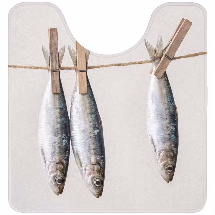 WC Vorleger - Fisch – Hängend – Essen - Vis - Hangend - Eten WCmat U-uitsnede middel
