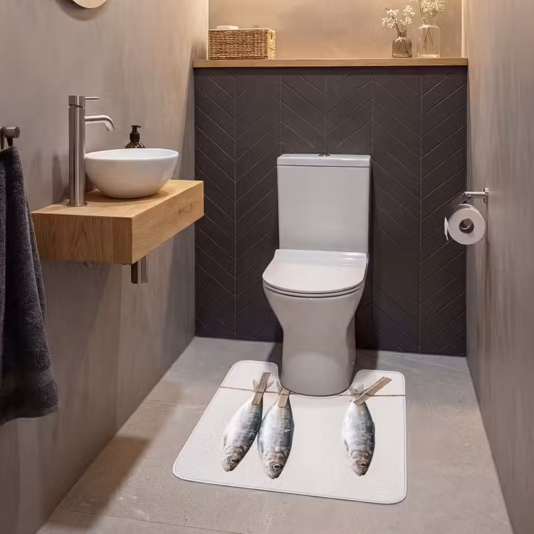 WC Vorleger - Fisch – Hängend – Essen - Vis - Hangend - Eten WCmat U-uitsnede middel