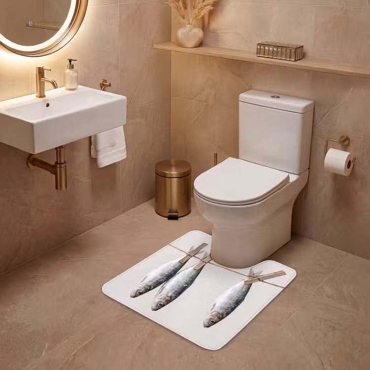 WC Vorleger - Fisch – Hängend – Essen - Vis - Hangend - Eten WCmat U-uitsnede middel